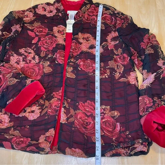 Vintage Coldwater Creek Crinkle Rose Overlay Jacket - Picture 11 of 15